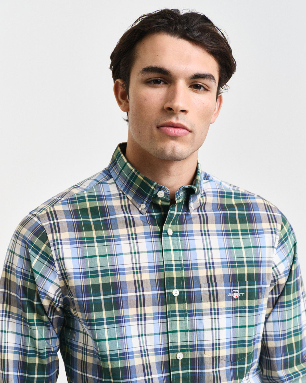 GANT : Regular Fit Tartan Checked Poplin Shirt - Green