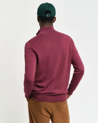 GANT : Classic Cotton Half Zip Sweater - Wine Red