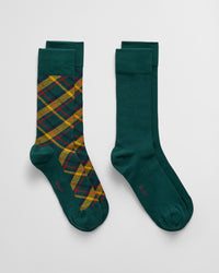 GANT 2-Pack Checked & Ribbed Socks - Gift Box - Green