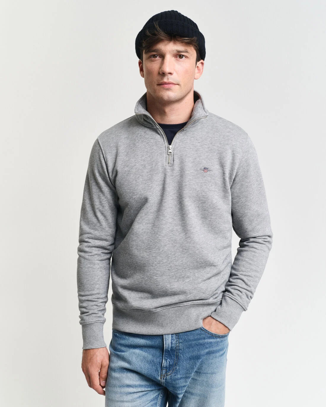 GANT Shield Half Zip Sweatshirt - Grey