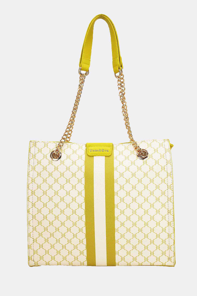 COPE CLOTHING : Double-Carry Monogram Tote Bag - Yellow