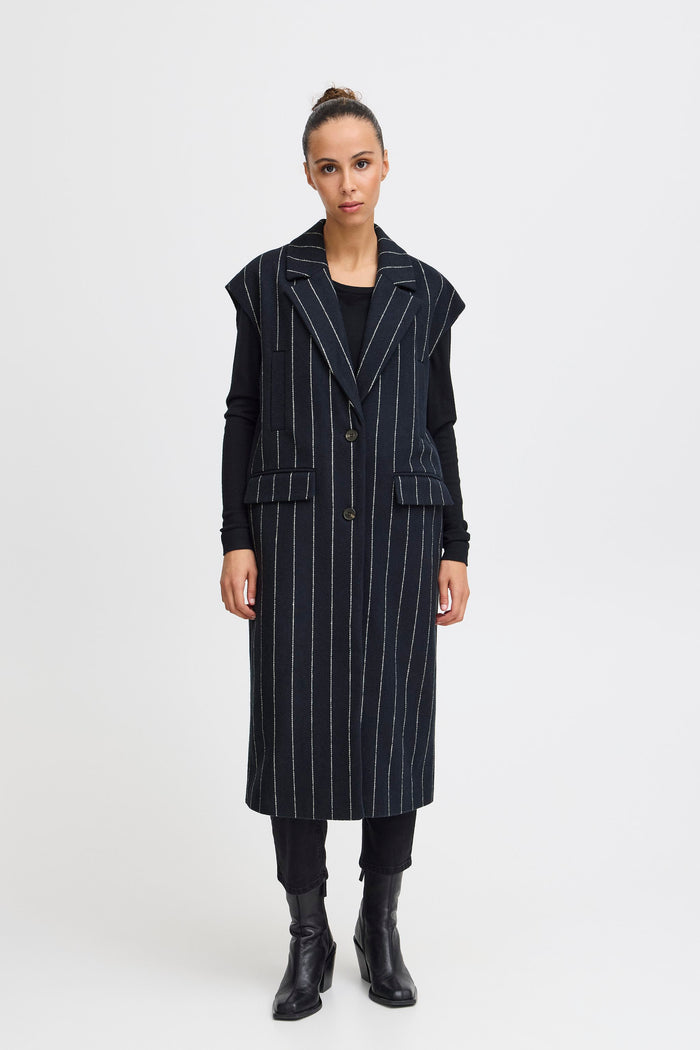 ICHI : Jannet Pinstripe Waistcoat - Navy