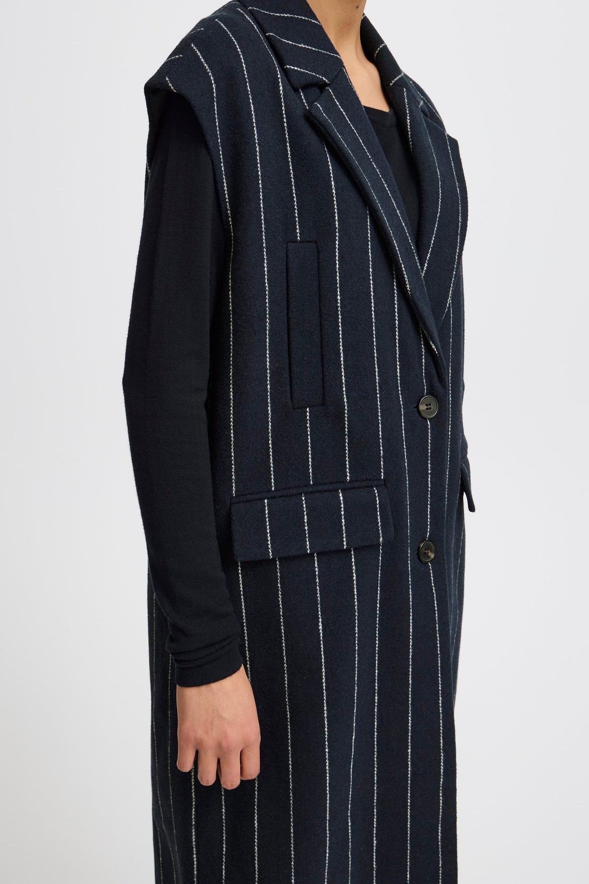 ICHI : Jannet Pinstripe Waistcoat - Navy