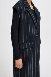 ICHI : Jannet Pinstripe Waistcoat - Navy