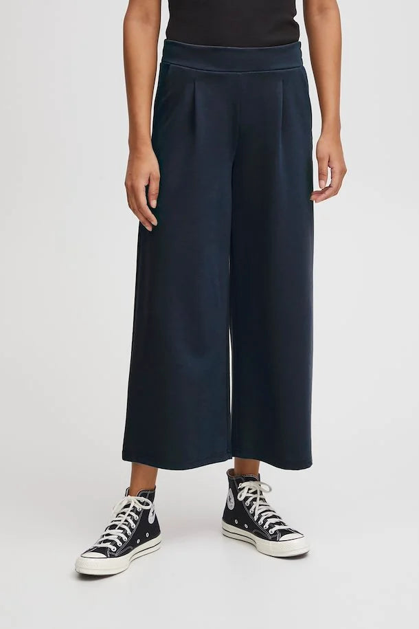 ICHI : IHKate Wide Trousers - Navy