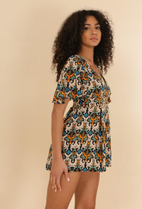 COPE CLOTHING : Short Printed Jumpsuit