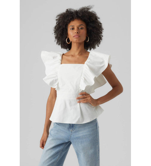 VERO MODA : Elly Square Neck Blouse - White