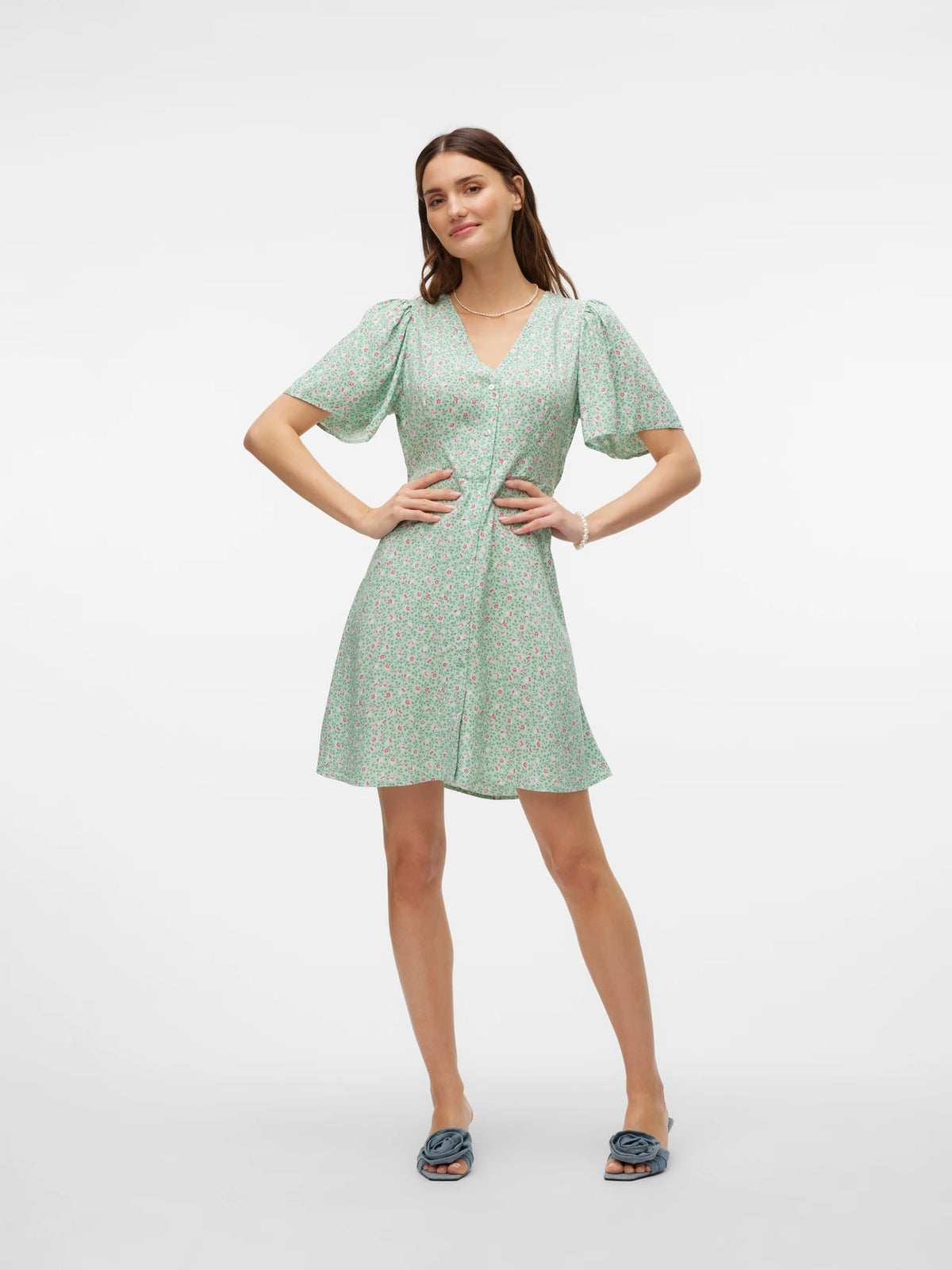 VERO MODA : Alba Dress -Floral Green