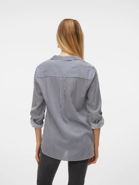 VERO MODA : Bumpy Regular Fit Shirt - Ink/White