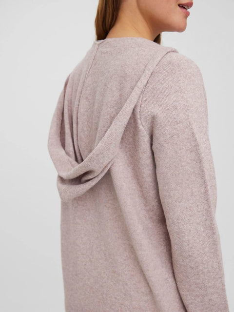 VERO MODA Hooded Knit Long Cardigan - Rose