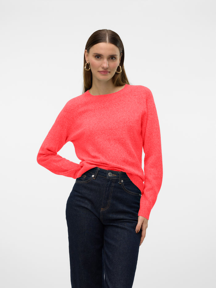 VERO MODA : Doffy Round Neck Knitted Pullover -Rose/Dubarry