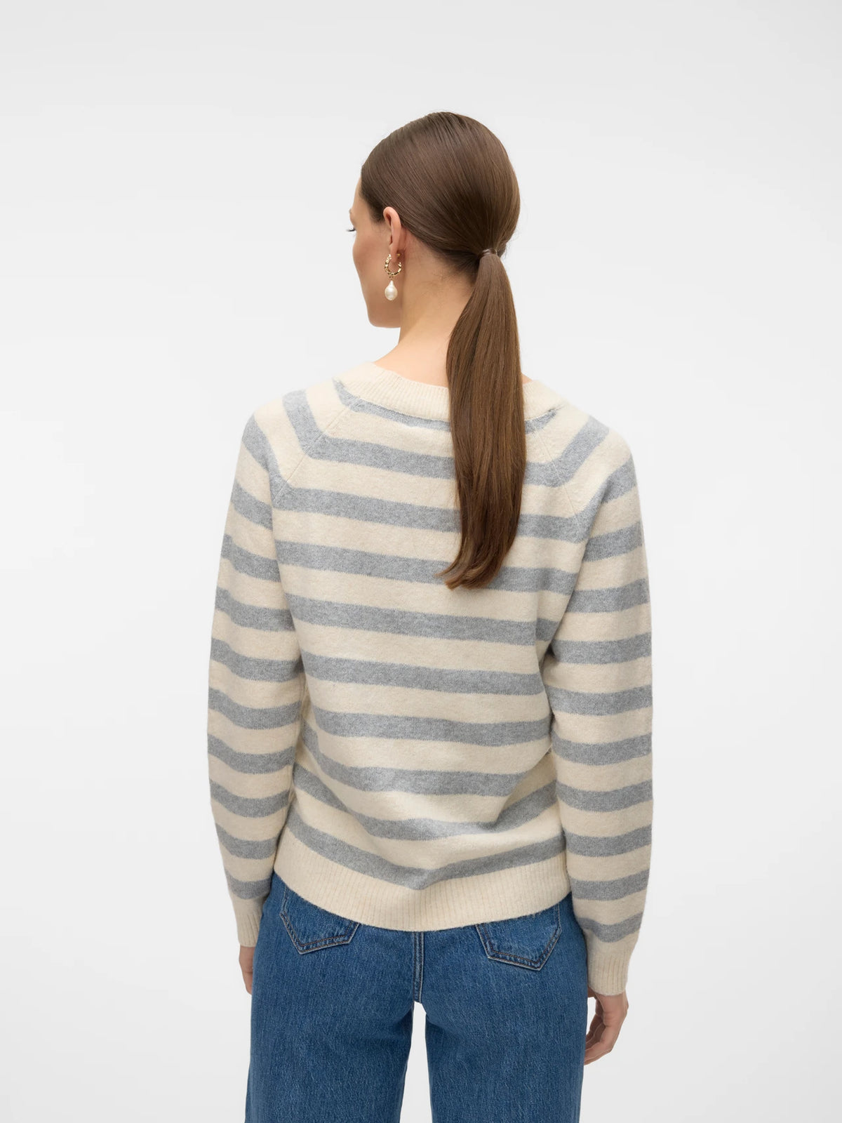 VERO MODA : Doffy Round Neck Knitted Pullover - Stripe