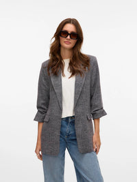 VERO MODA Frida 3/4 Sleeve Blazer - Grey/Black