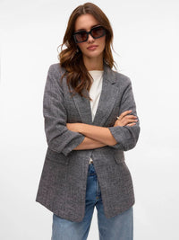 VERO MODA Frida 3/4 Sleeve Blazer - Grey/Black