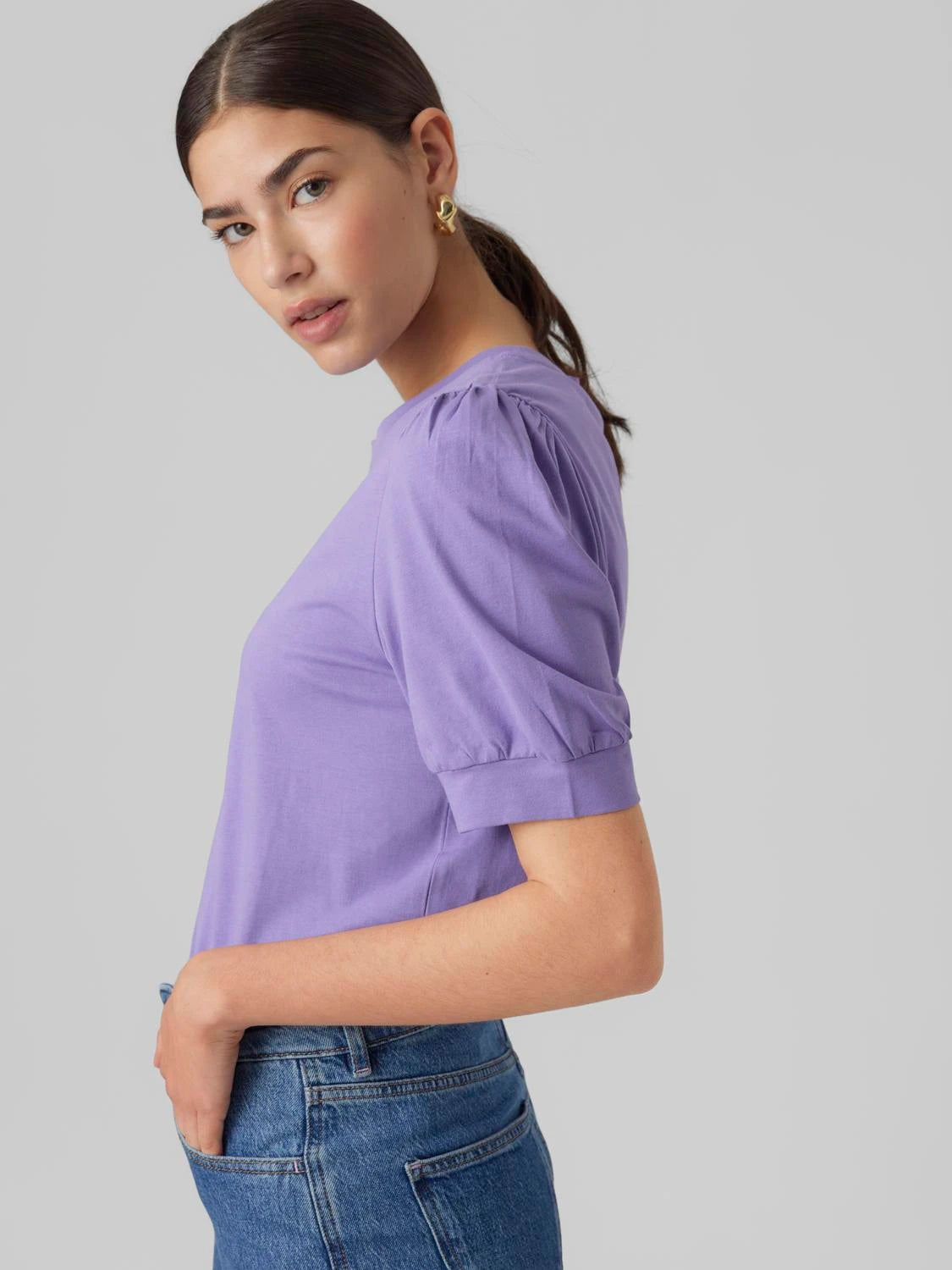 VERO MODA : Kerry 2/4 O-Neck T-Shirt - Purple