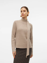 VERO MODA : Zoey Wrap Neck Jumper - Silver Mink