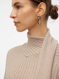 VERO MODA : Zoey Wrap Neck Jumper - Silver Mink