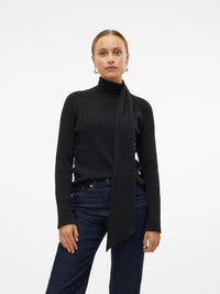 VERO MODA : Zoey Wrap Neck Jumper - Black