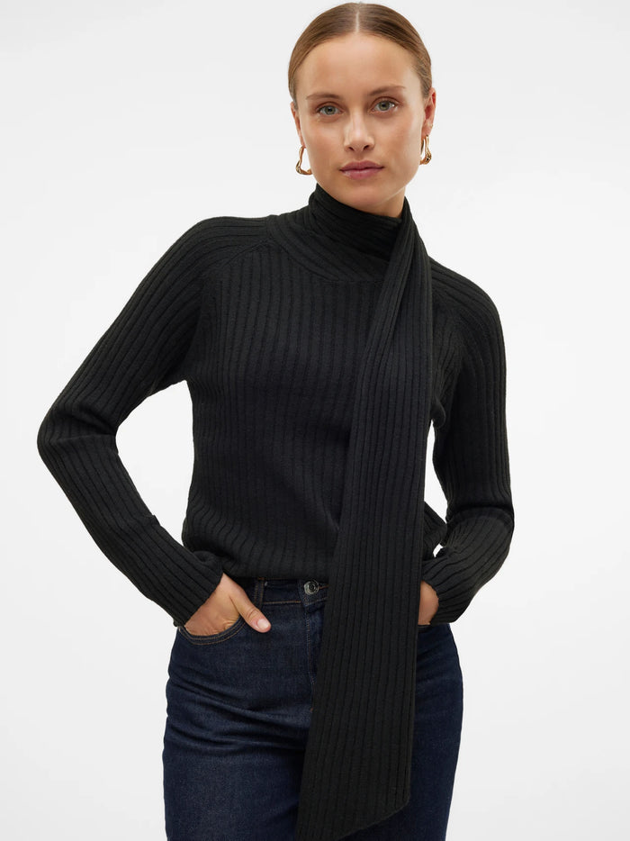 VERO MODA : Zoey Wrap Neck Jumper - Black