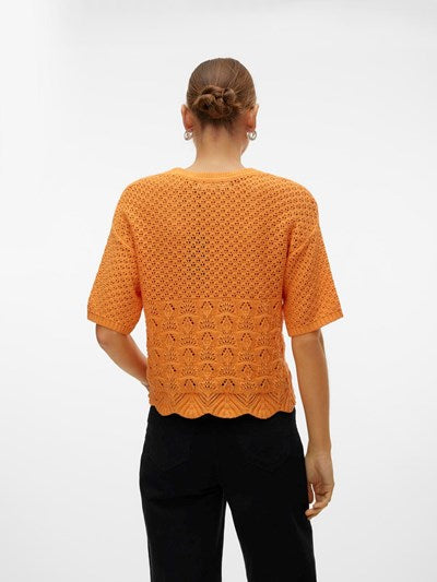 VERO MODA : O-Neck Short Pullover - Orange