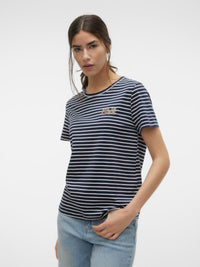 VERO MODA : Oya Francis Striped SS Top - Navy