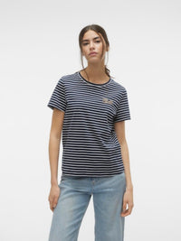 VERO MODA : Oya Francis Striped SS Top - Navy