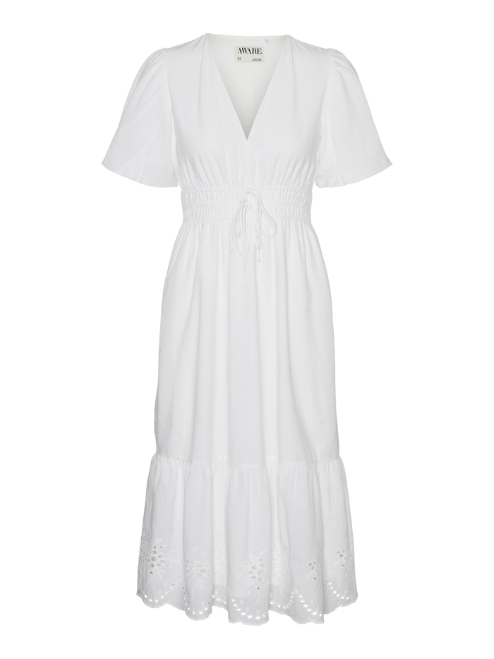 VERO MODA : Nigella SS Cotton Midi Dress - White