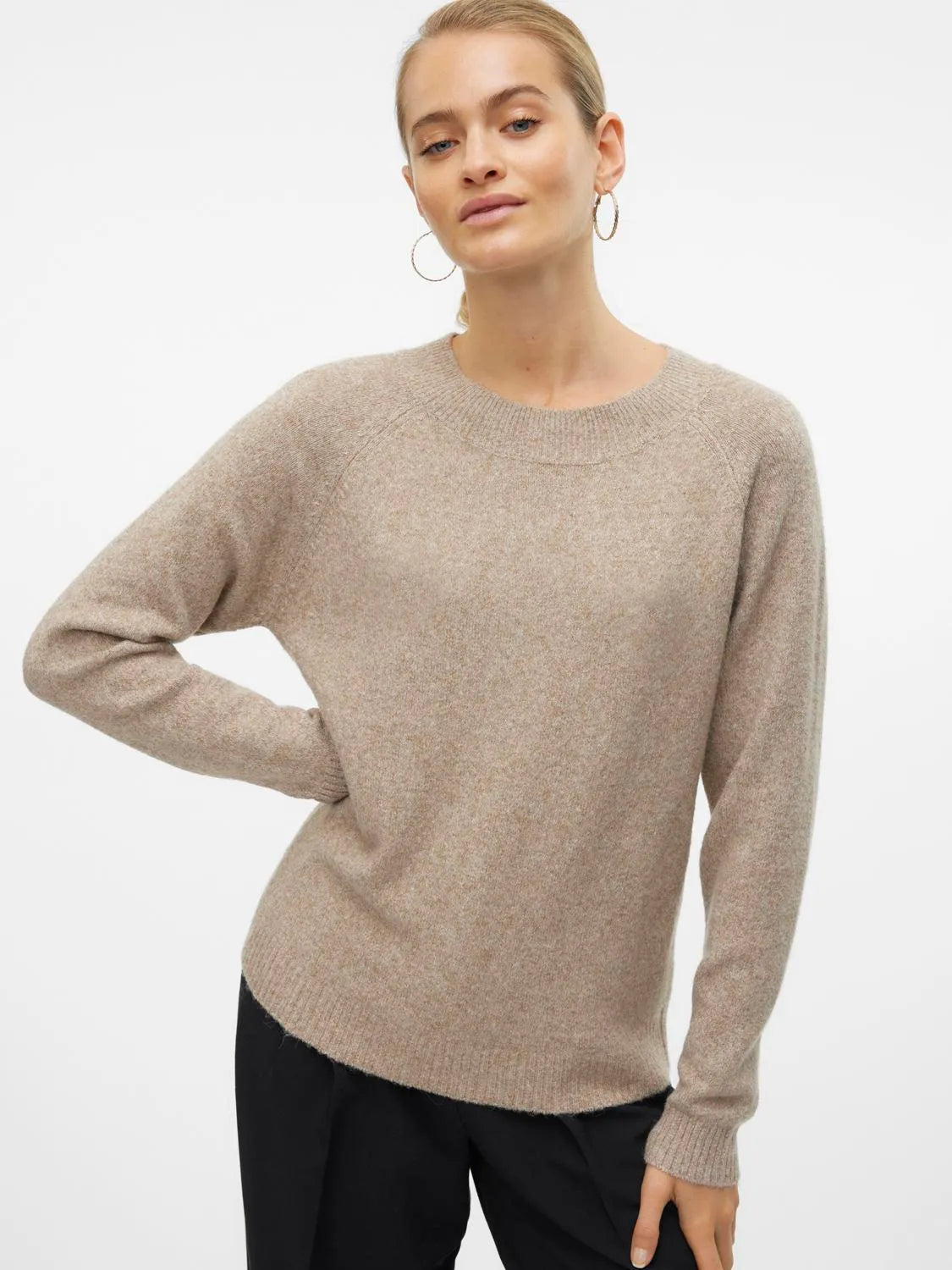 VERO MODA Doffy Round Neck Knitted Pullover - Sepia Tint