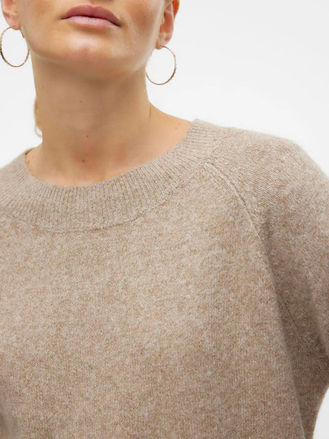 VERO MODA Doffy Round Neck Knitted Pullover - Sepia Tint