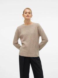 VERO MODA Doffy Round Neck Knitted Pullover - Sepia Tint