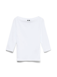 VERO MODA Panda Boat Neck 3/4 Sleeve Top - White