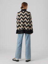 VERO MODA : High Neck Jumper - Black/Brown Lentil