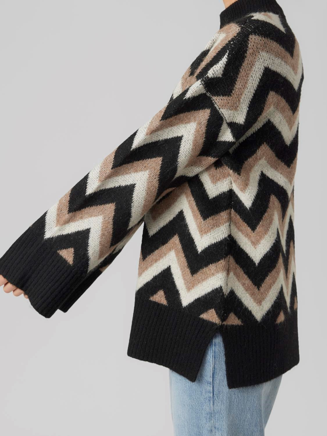 VERO MODA : High Neck Jumper - Black/Brown Lentil