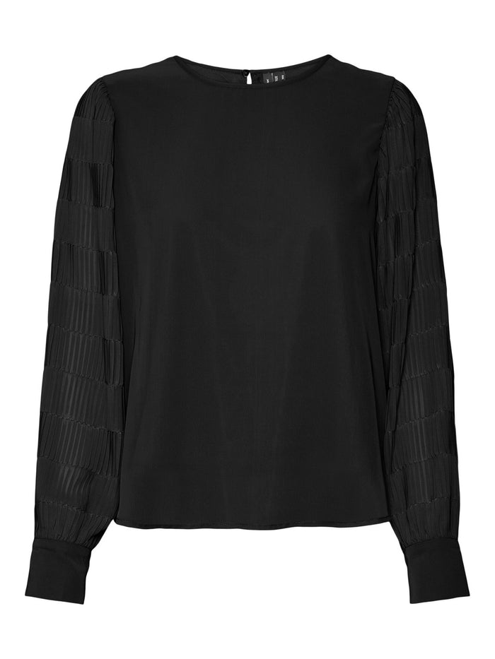 VERO MODA : Long Sleeve Woven Top - Black