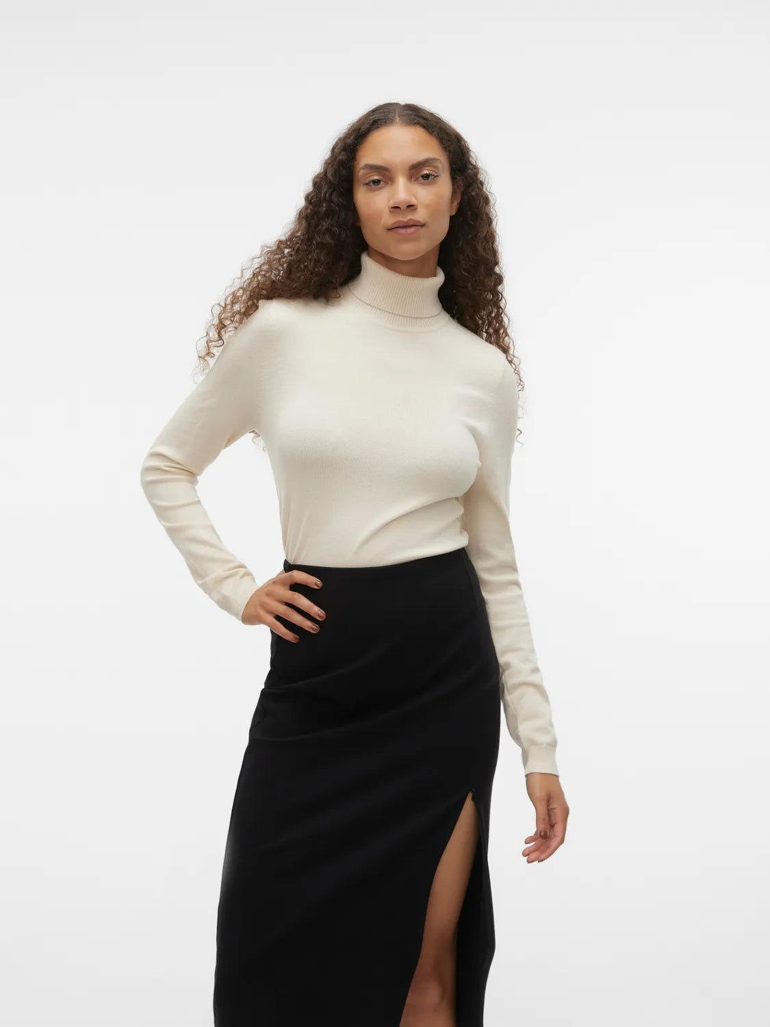 VERO MODA Happiness Roll Neck Jumper - Birch