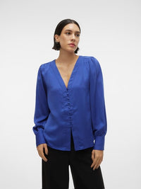 VERO MODA : Gisana V-Neck Shirt - Blue