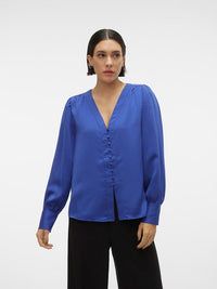 VERO MODA : Gisana V-Neck Shirt - Blue