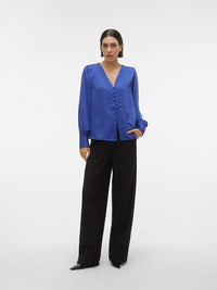 VERO MODA : Gisana V-Neck Shirt - Blue