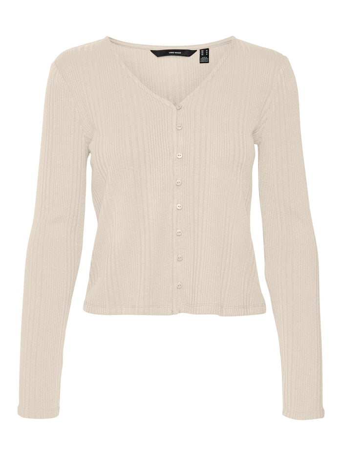 VERO MODA : Long Sleeve Short Cardigan - Birch