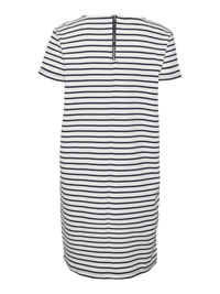 VERO MODA : Abby SS Striped Short Zip Dress - White/Navy