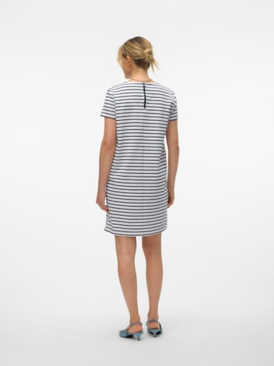 VERO MODA : Abby SS Striped Short Zip Dress - White/Navy