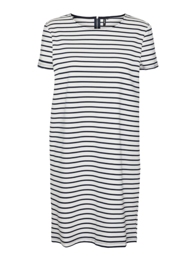 VERO MODA : Abby SS Striped Short Zip Dress - White/Navy