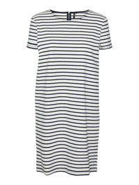 VERO MODA : Abby SS Striped Short Zip Dress - White/Navy