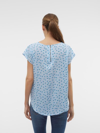 VERO MODA : Saki Zip T-Shirt - Blue