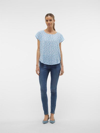 VERO MODA : Saki Zip T-Shirt - Blue