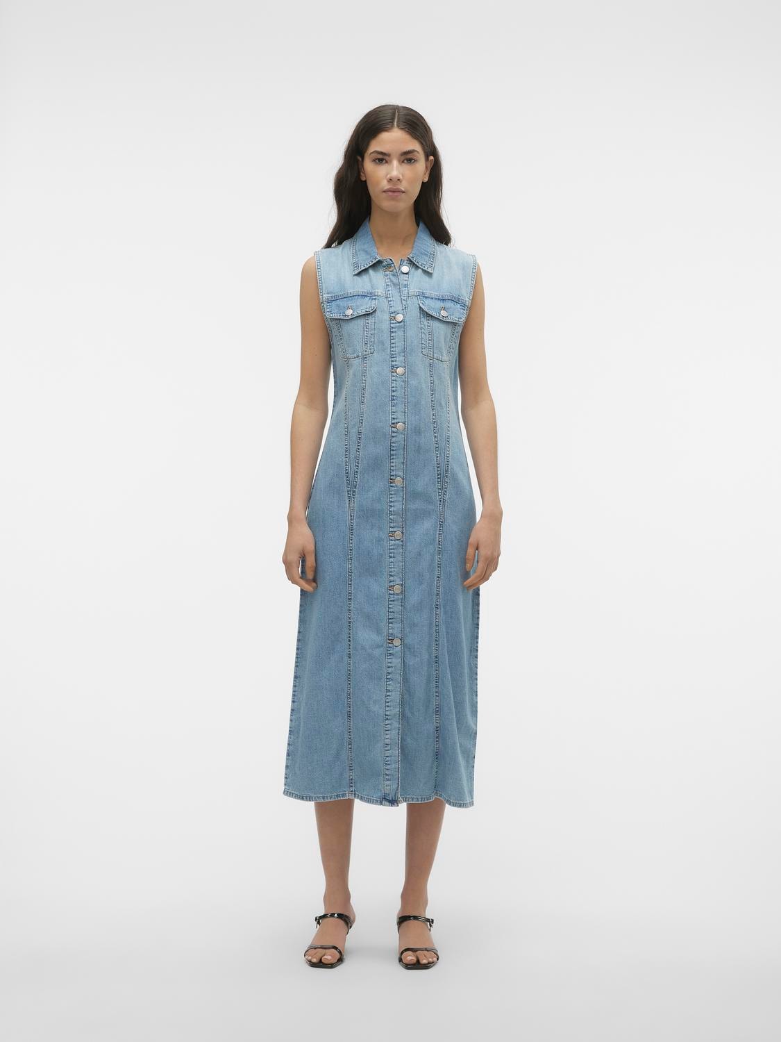 VERO MODA : Zadie 7/8 Long Denim Dress