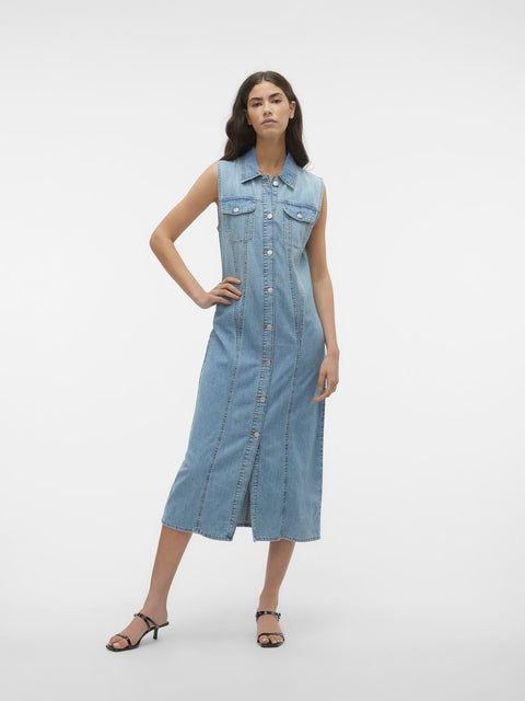 VERO MODA : Zadie 7/8 Long Denim Dress