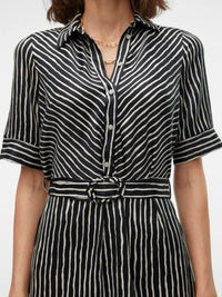 VERO MODA : Lillian Mara 2/4 Striped Shirt Dress - Black