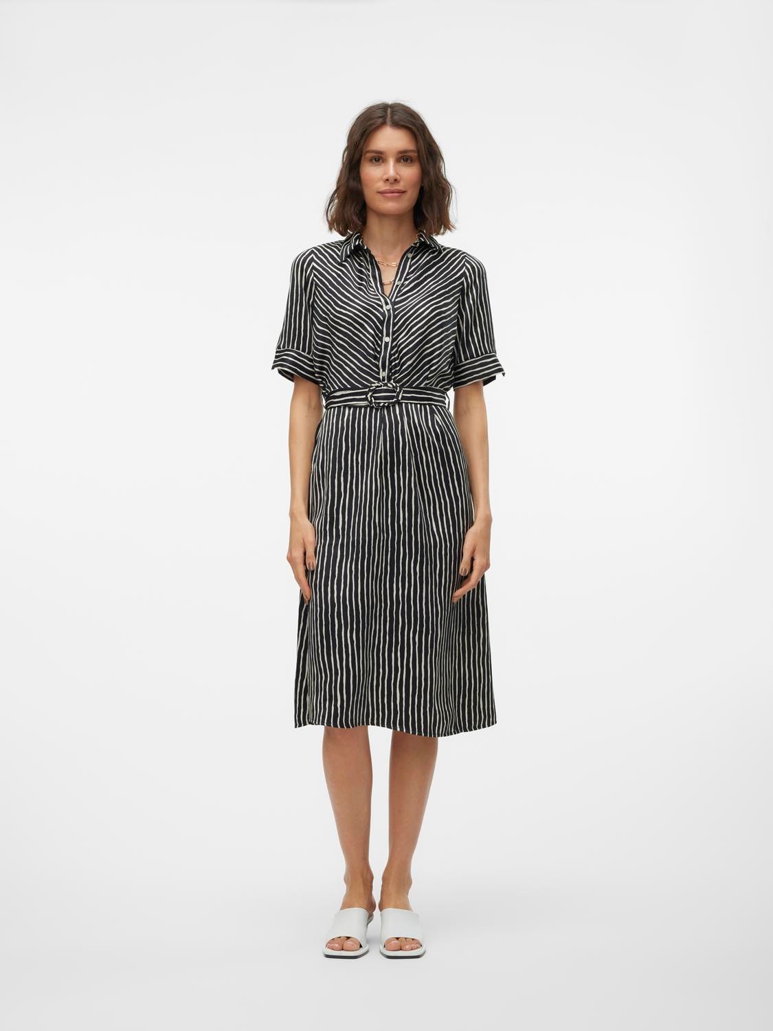 VERO MODA : Lillian Mara 2/4 Striped Shirt Dress - Black