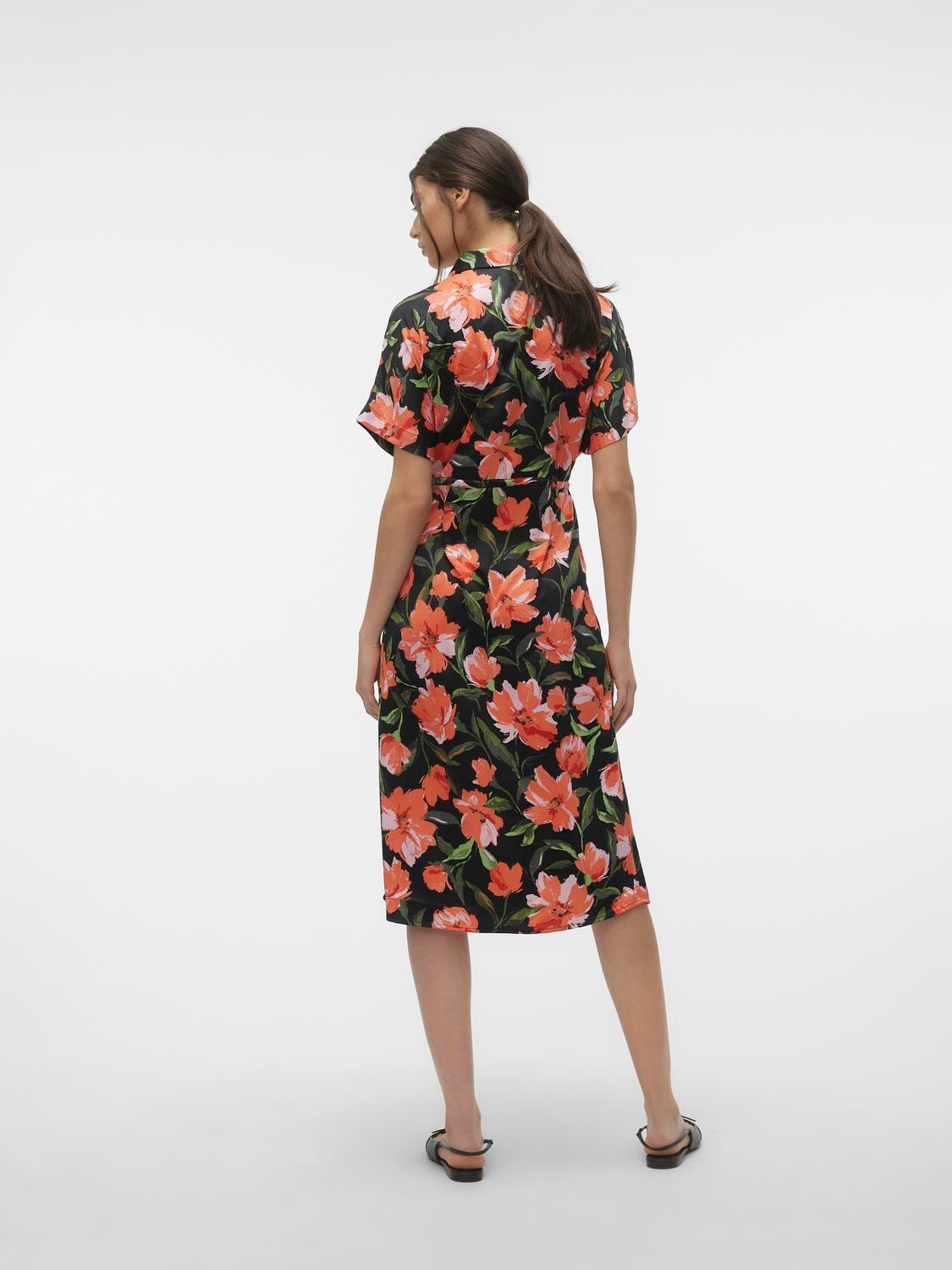 VERO MODA : Lillian Remi SS Calf Floral Shirt Dress